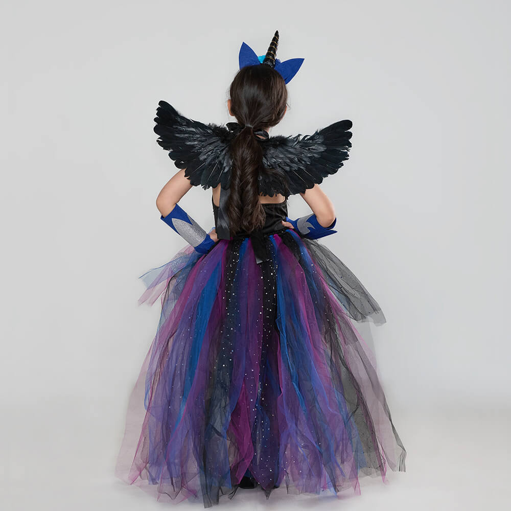 Girls Princess Night Nightmare Princess Moon Dress Halloween Cosplay Costume