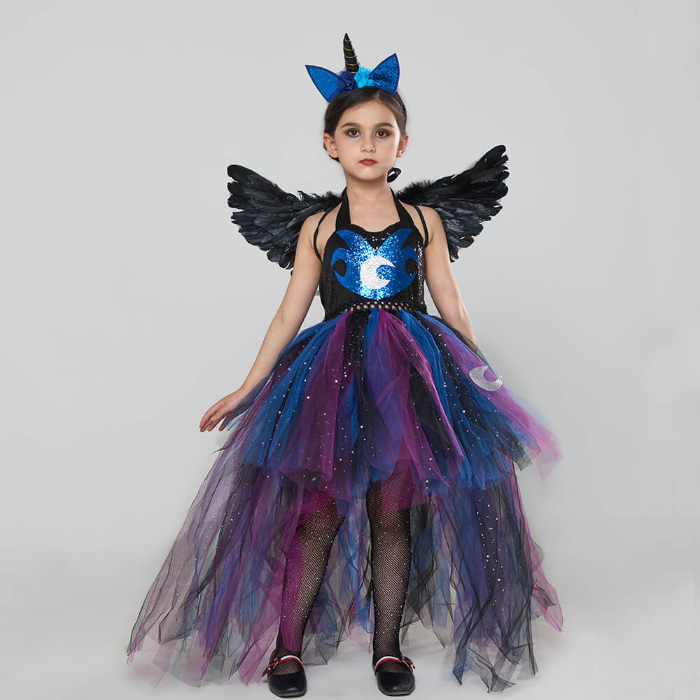 Girls Princess Night Nightmare Princess Moon Dress Halloween Cosplay Costume