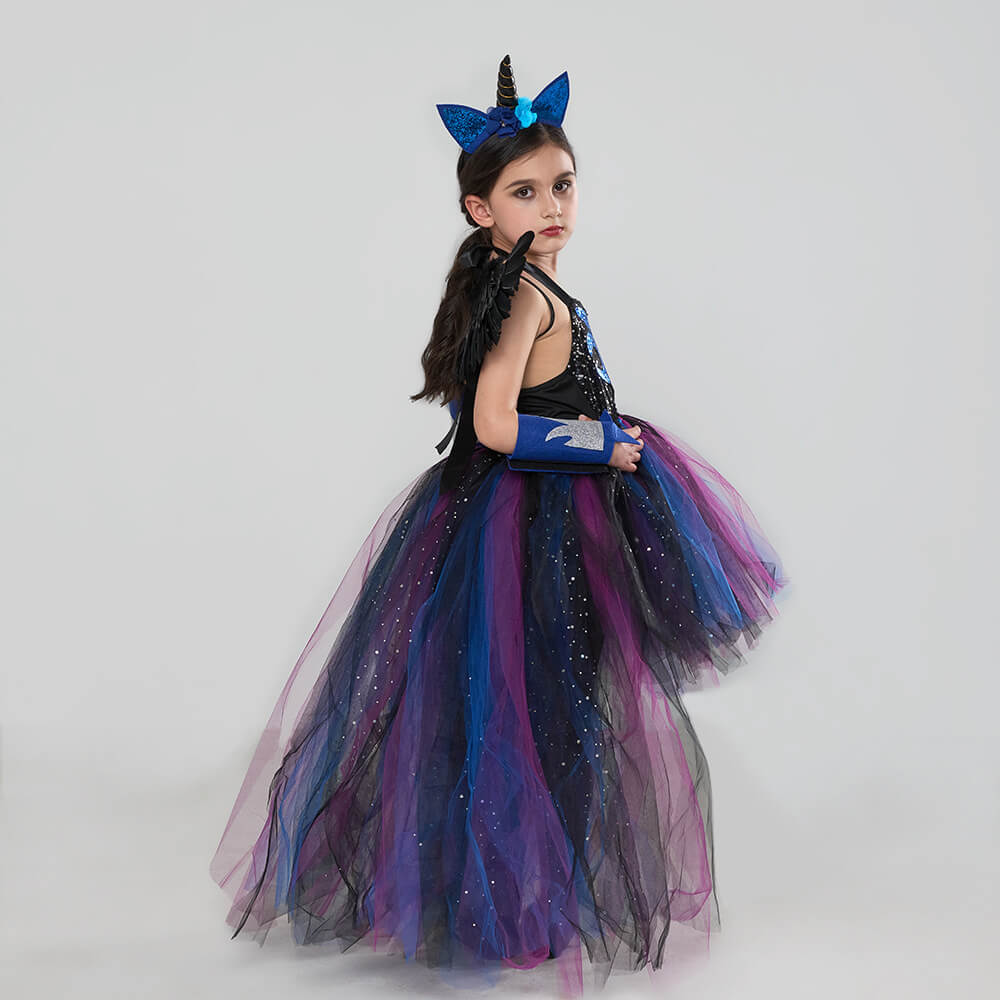 Girls Princess Night Nightmare Princess Moon Dress Halloween Cosplay Costume