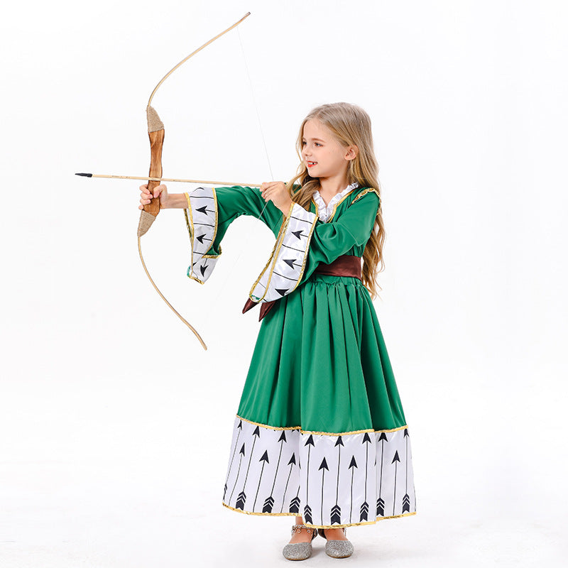 Little Girls Shooter Princess Dress Merida Halloween Cosplay Costume