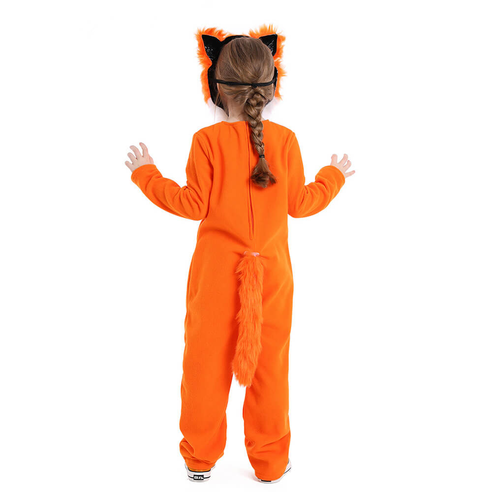 Child Fur Fox Coverall Halloween School Play Family Party Costume