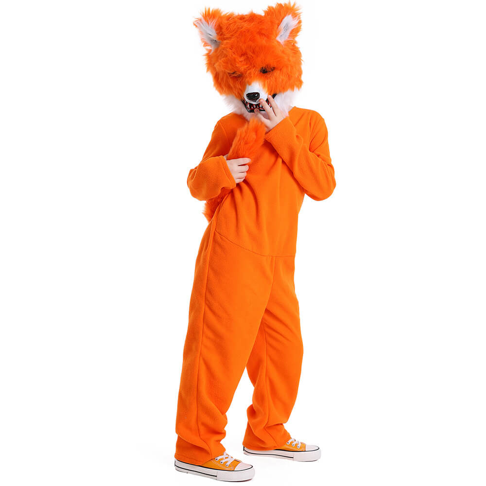 Child Fur Fox Coverall Halloween School Play Family Party Costume