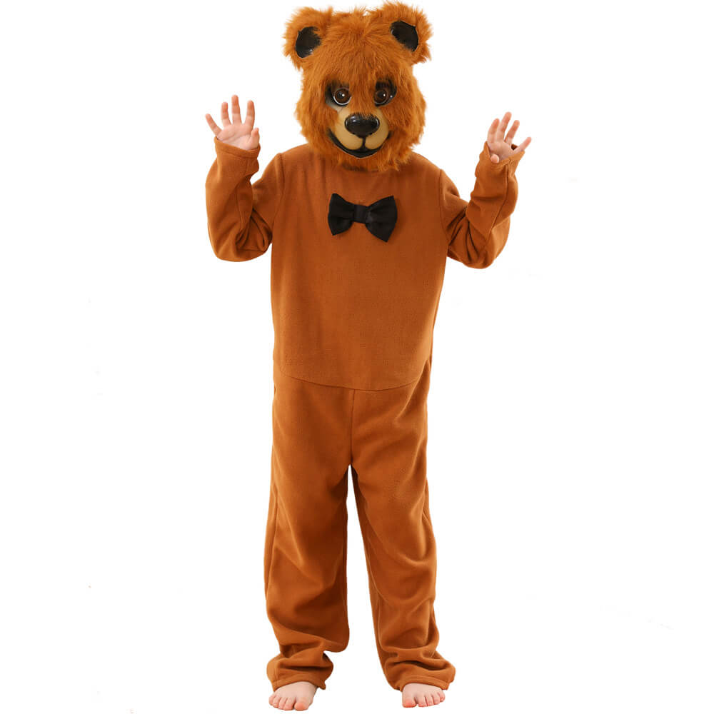Child Cute Bear Fur Coverall Halloween School Cosplay Party Costume