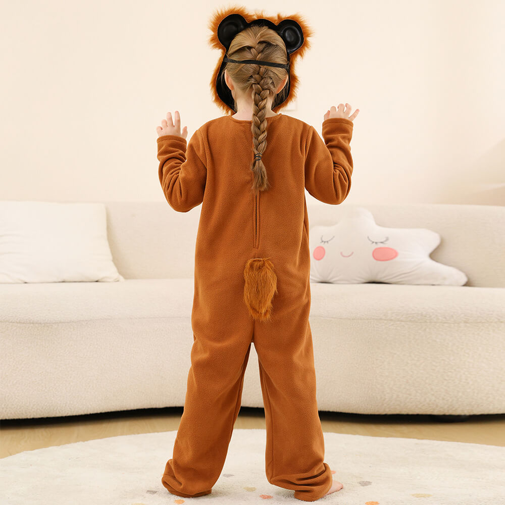 Child Cute Bear Fur Coverall Halloween School Cosplay Party Costume