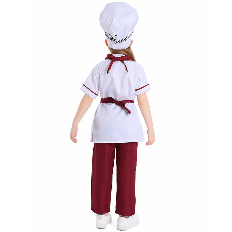 Little Girls Boys Pastry Cook Uniform Halloween School Cosplay Costume
