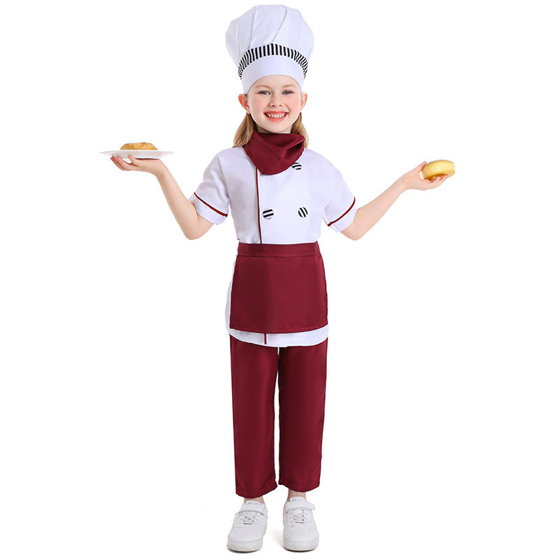 Little Girls Boys Pastry Cook Uniform Halloween School Cosplay Costume