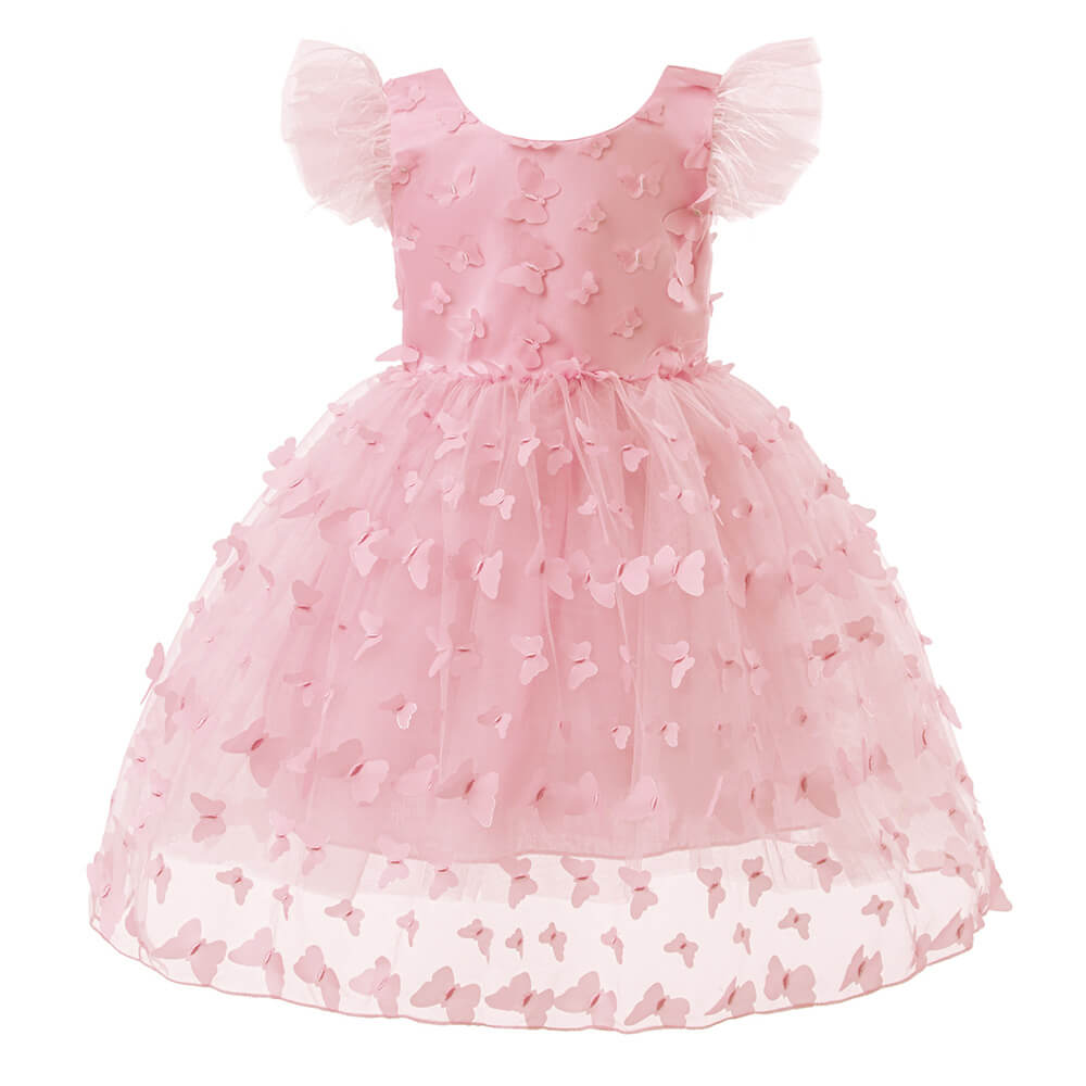 Little Girls 3D Butterfly Birthday Princess Formal Tulle Dress