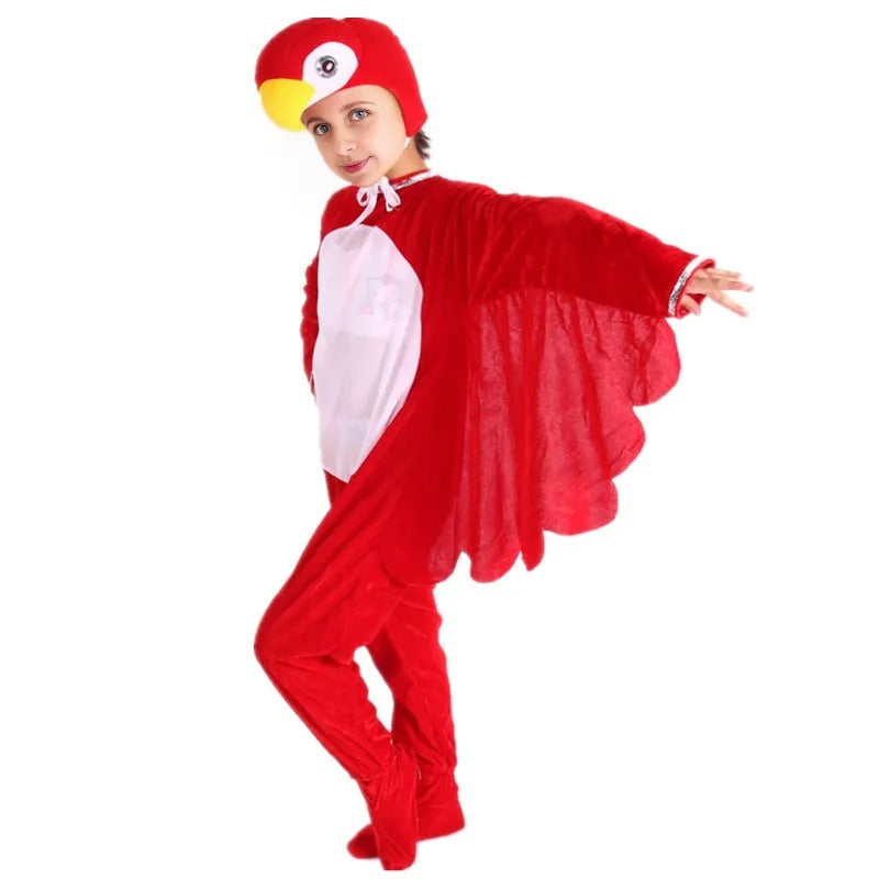 Boys Girls Green Red Parrot Bird Kids Halloween Costume
