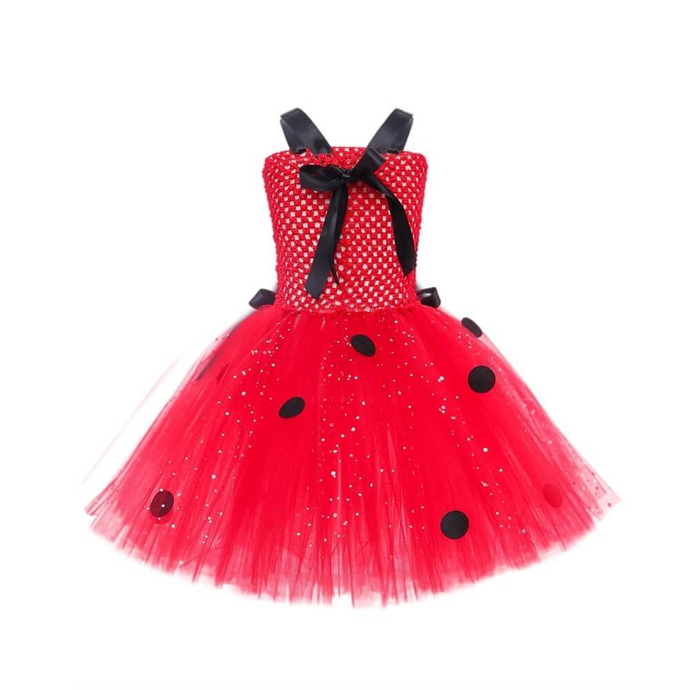 Little Girls Red Ladybug Dress School Play Halloween Party Costume