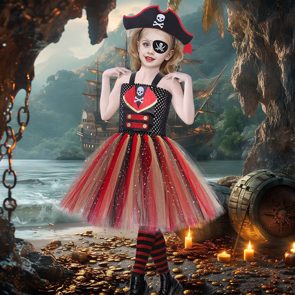 Little Girls Pirate Dress School Cosplay Halloween Party Costume