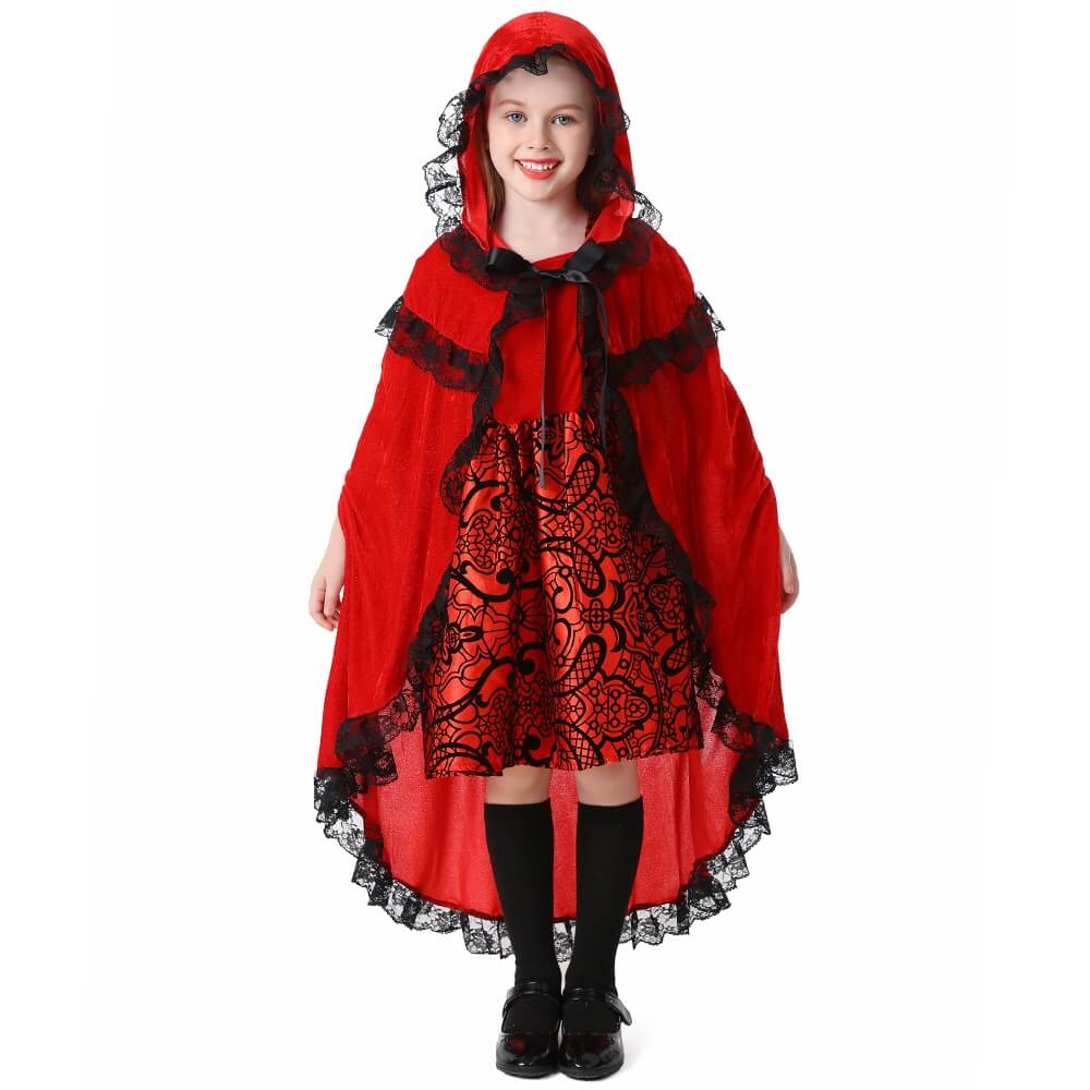 Little Red Riding Hood Girls Dress Halloween School Play Party Costume