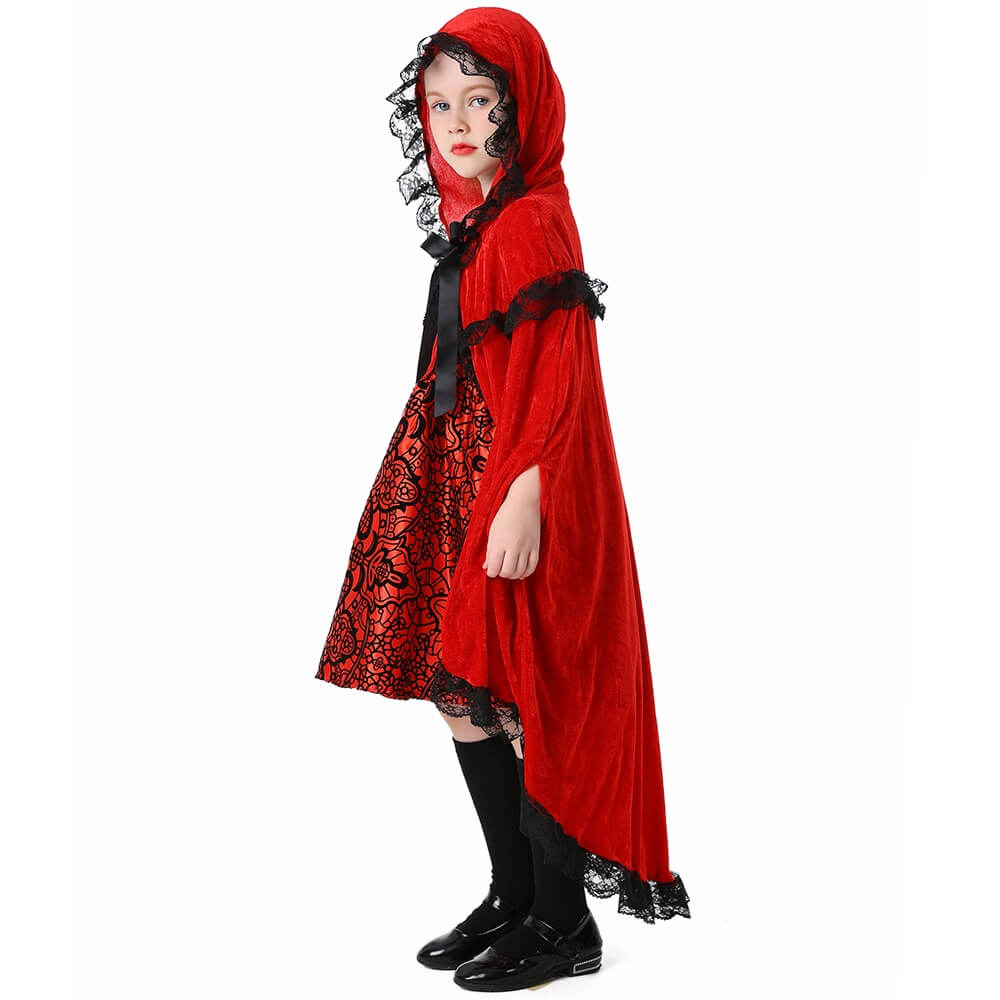Little Red Riding Hood Girls Dress Halloween School Play Party Costume