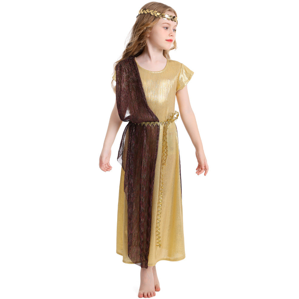 Little Girls Ancient Greek Goddess Cleopatra Dress Halloween Costume