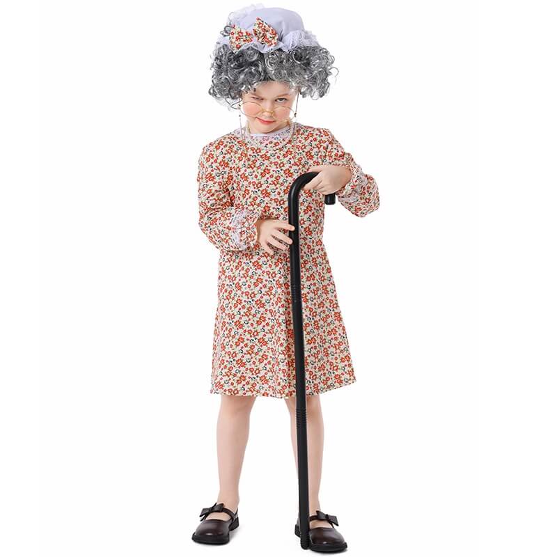 Little Girls Wolf Grandma Dress Halloween School Play Costume