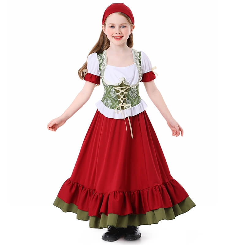 Little Girls Oktoberfest Dirndl Dress Halloween Cosplay Costume