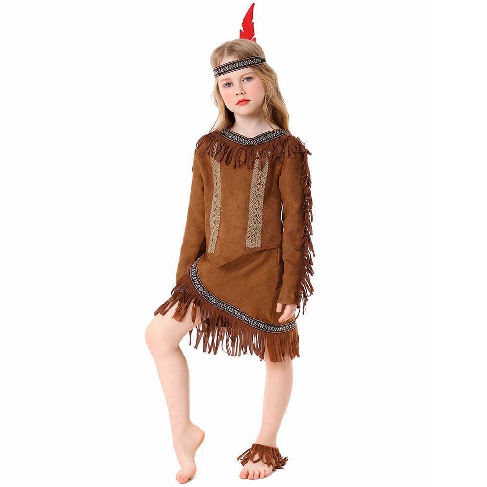 Little Girls Halloween Cosplay Costume Native American Indian Dress
