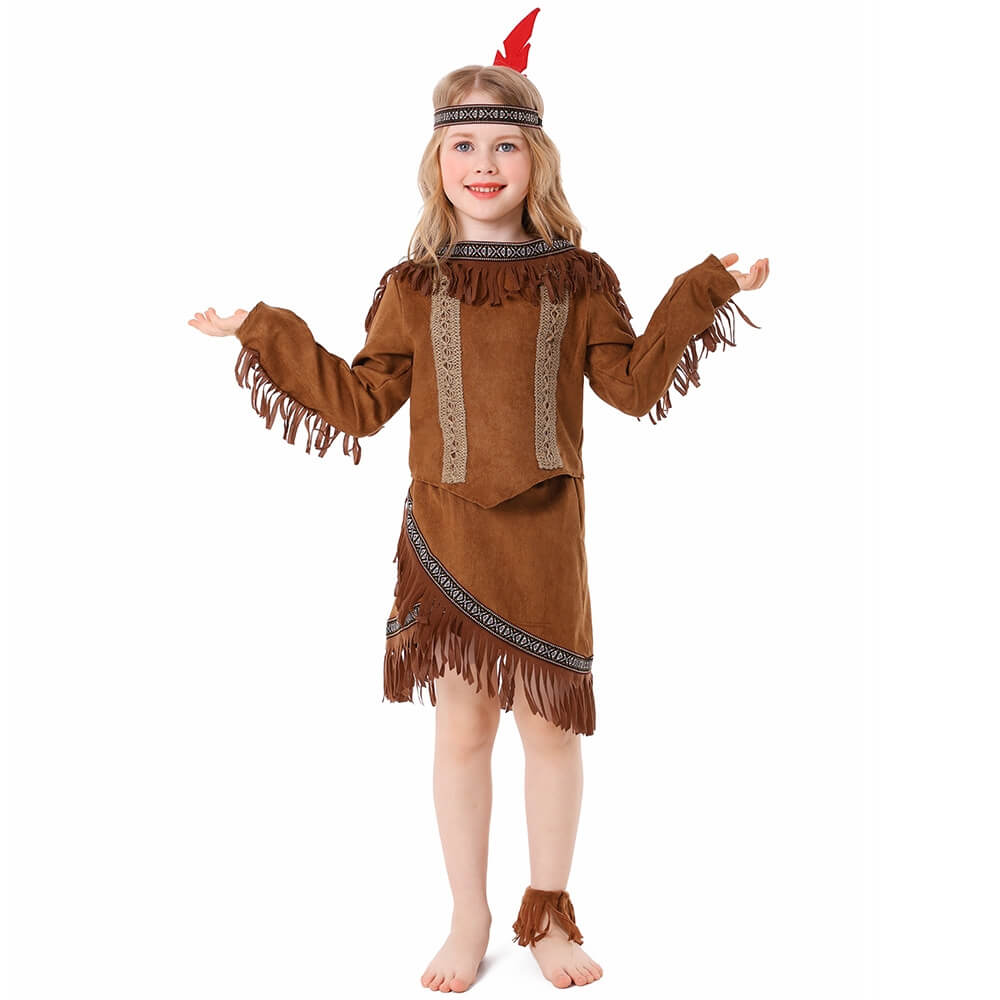 Little Girls Halloween Cosplay Costume Native American Indian Dress