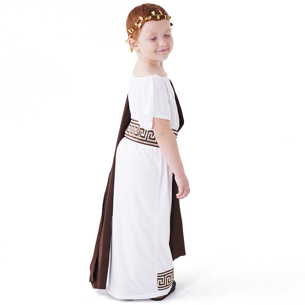Little Boy Ancient Greek God Roman Toga Kids Halloween Cosplay Costume