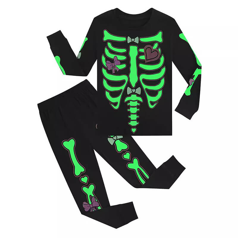 Little Boys Girls Luminous Funny Skeleton Pajamas Halloween Costume