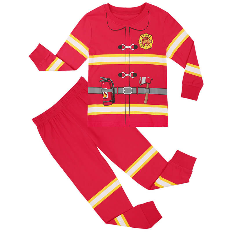 Little Boys Girls Fireman Kids Halloween School Cosplay Party Costume
