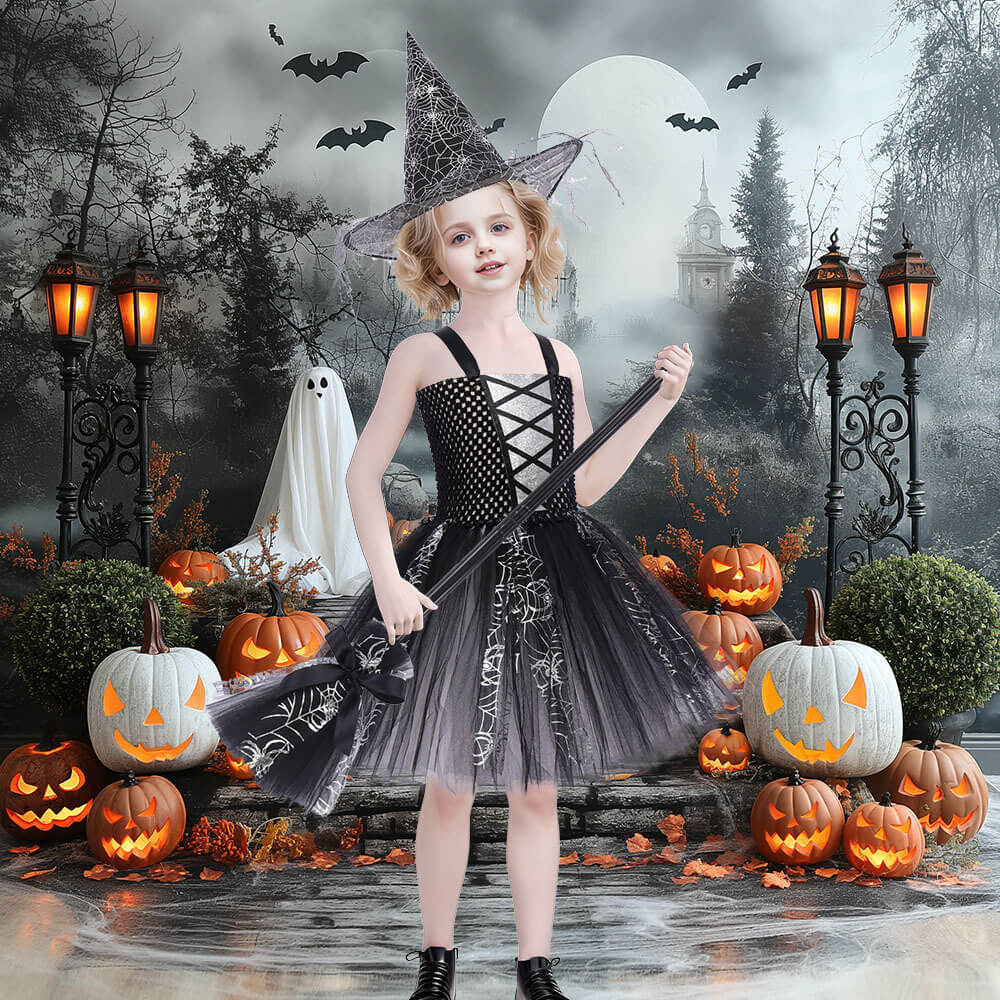 Little Girls Witch Dress Kids Halloween School Cosplay Party Costume