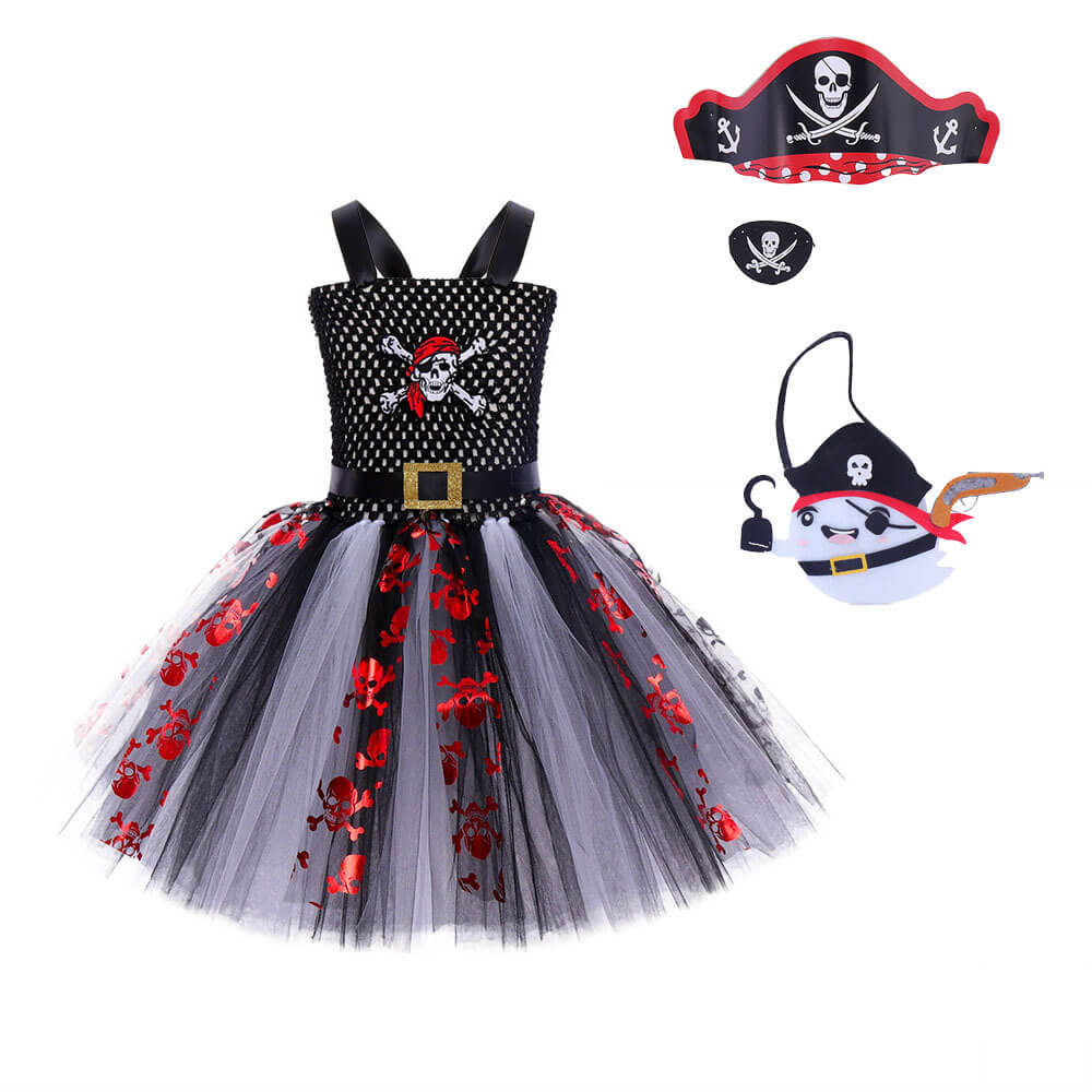 Little Girls Pirate Dress Kids Halloween School Cosplay Party Costume