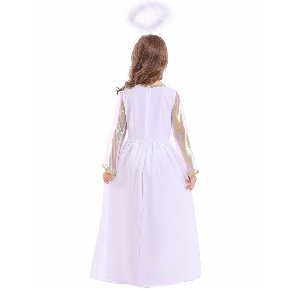 Little Girls Angel Maxi Dress Kids Halloween Cosplay Party Costume