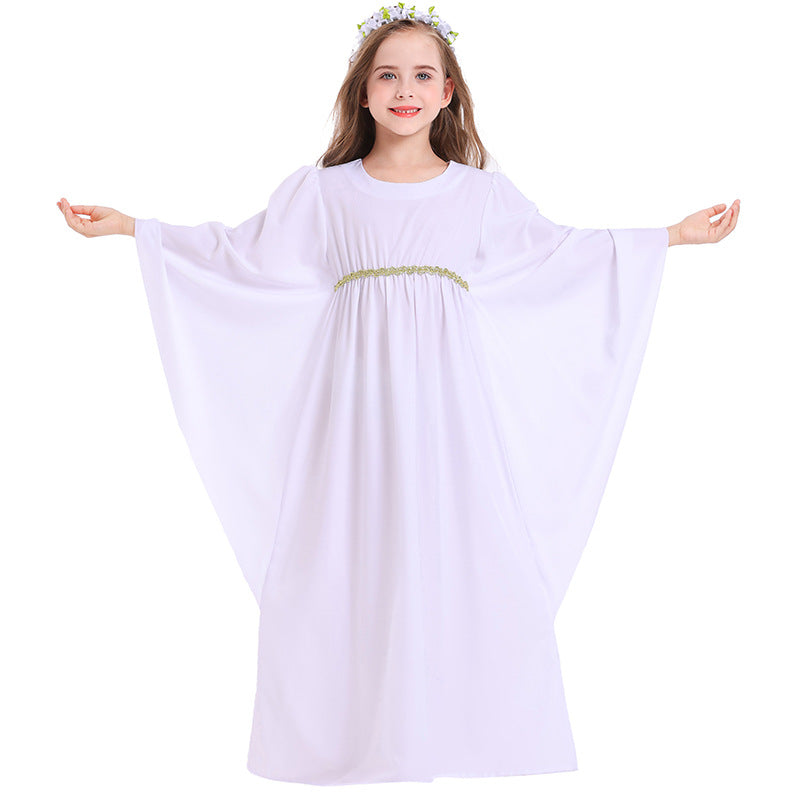 Little Girls Angel Dress Goddness Gown Kids Halloween Cosplay Costume