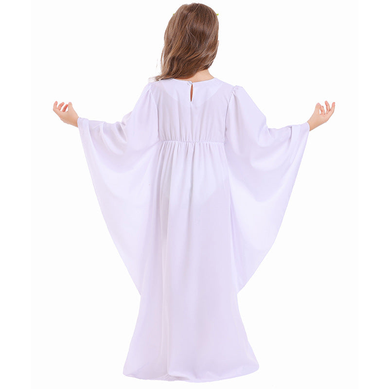Little Girls Angel Dress Goddness Gown Kids Halloween Cosplay Costume