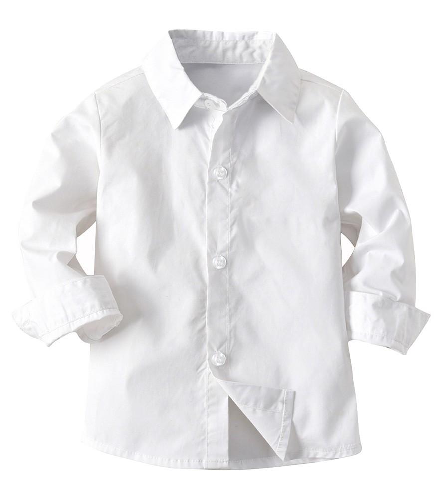 Boys White Bow-Tie Cotton Shirt And Khaki Suspender Pants Outfit Set