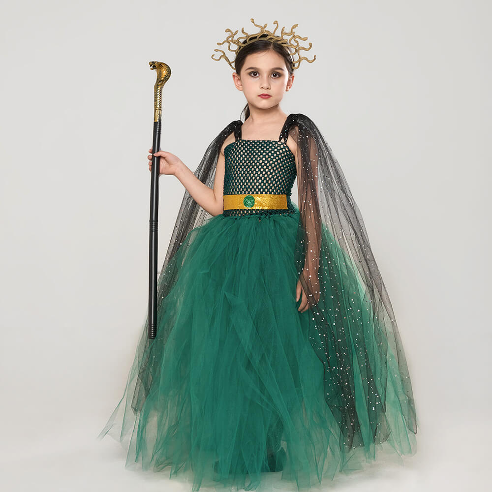 Little Girls Gorgon Medusa Dress Kids Halloween Cosplay Costume