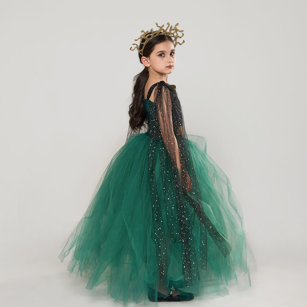 Little Girls Gorgon Medusa Dress Kids Halloween Cosplay Costume