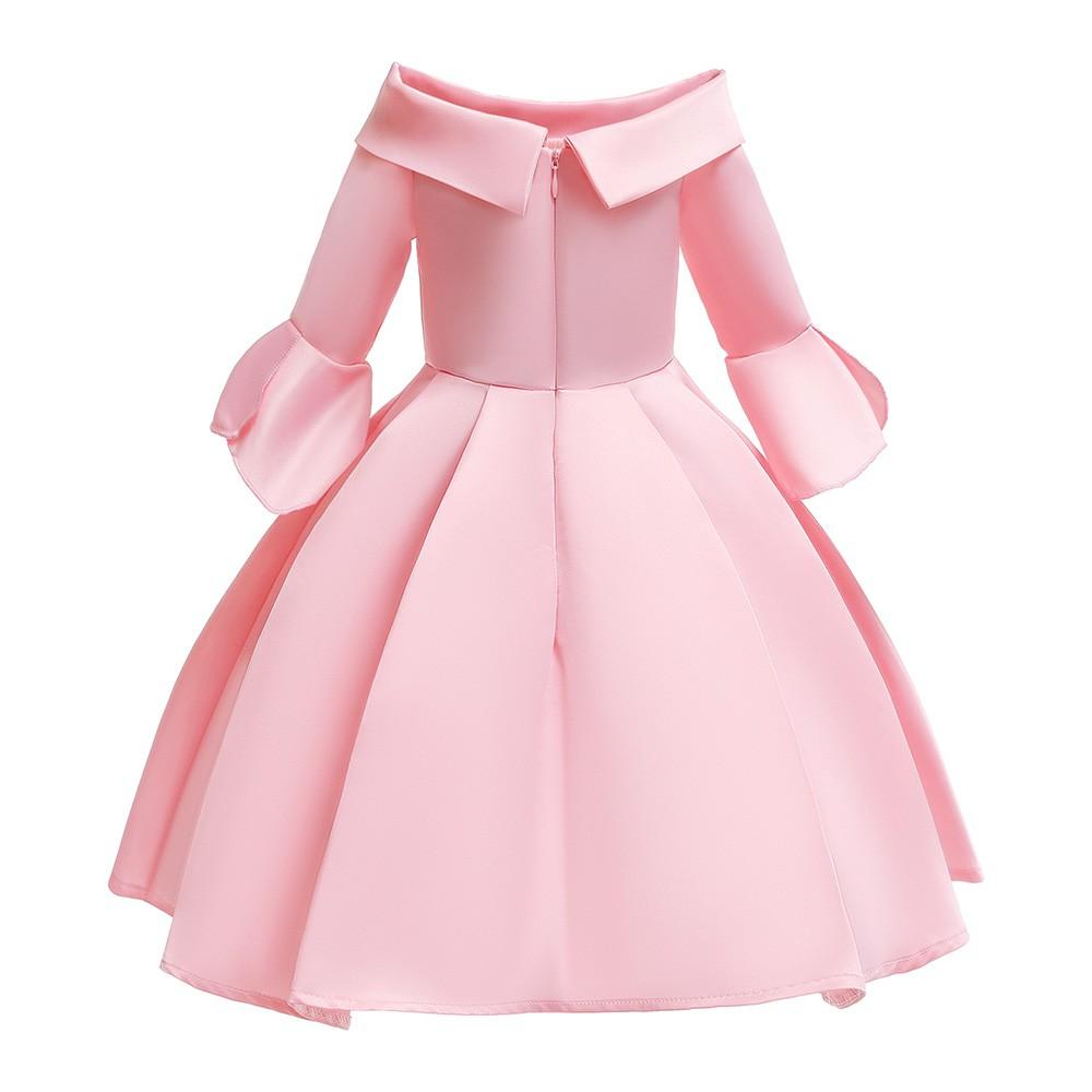 Pink Half Sleeve Princess Flower Girl Applique Skater Party Gown Dress