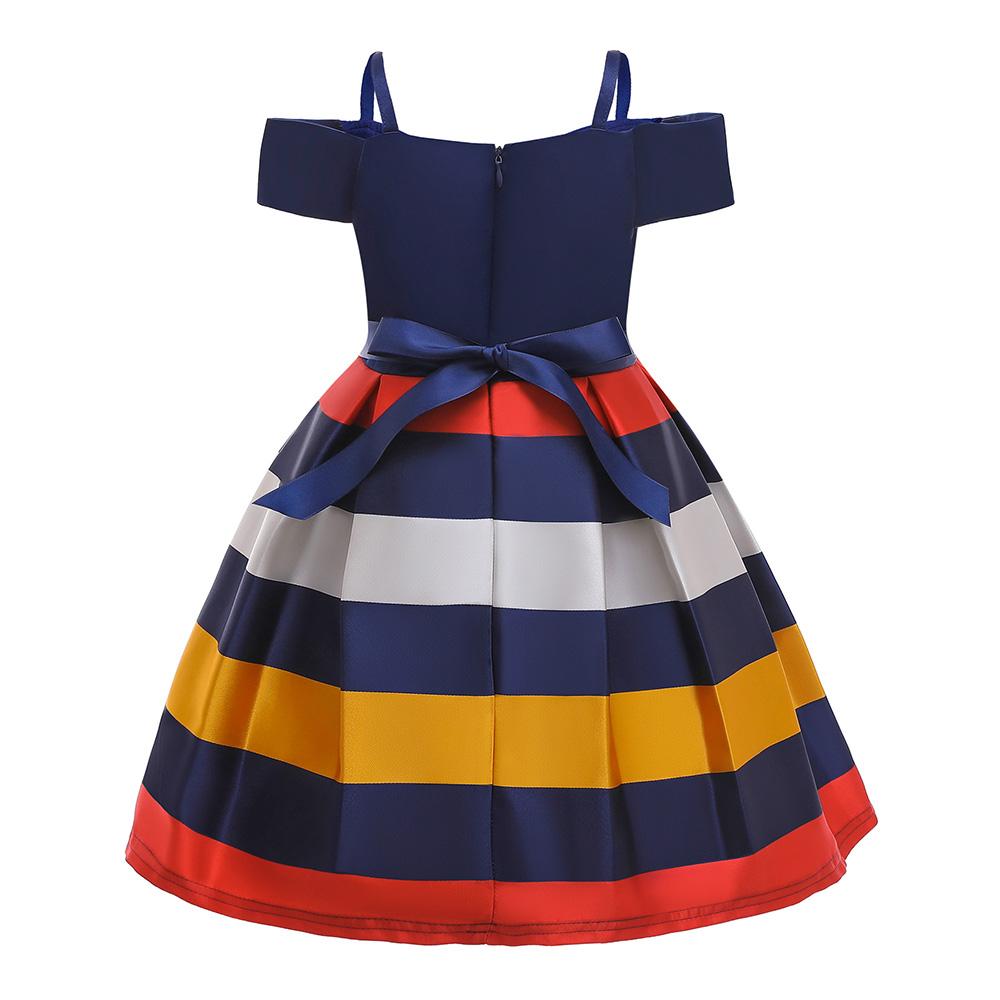 Girls Striped Off The Shoulder Bardot Formal Party Birthday Dress