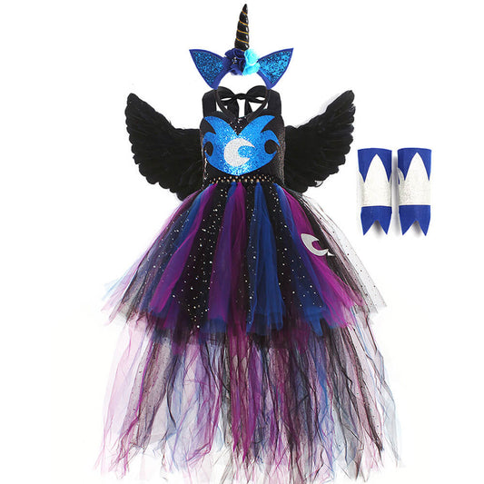 Girls Nightmare Moon Dress Halloween Cosplay Costume