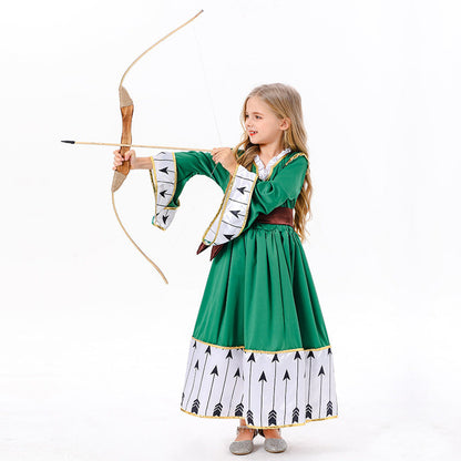 Little Girls Shooter Princess Dress Merida Halloween Cosplay Costume