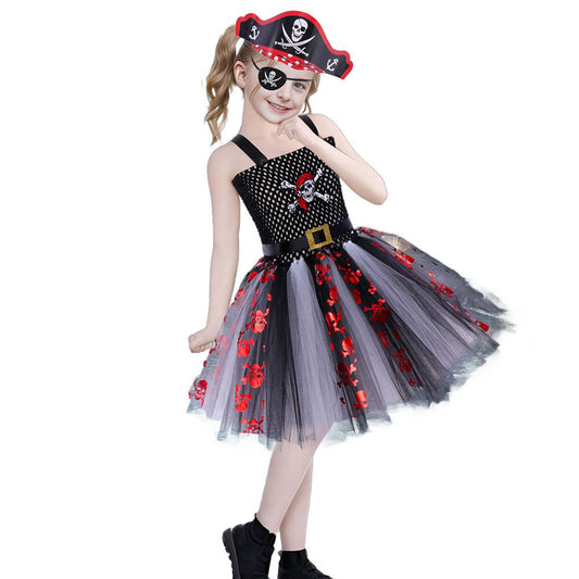 Little Girls Pirate Dress Kids Halloween School Cosplay Party Costume