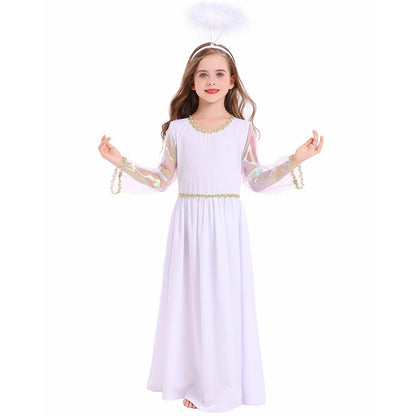 Little Girls Angel Maxi Dress Kids Halloween Cosplay Party Costume