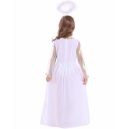 Little Girls Angel Maxi Dress Kids Halloween Cosplay Party Costume