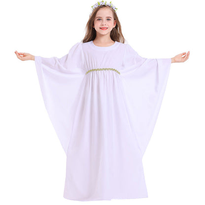 Little Girls Angel Dress Goddness Gown Kids Halloween Cosplay Costume