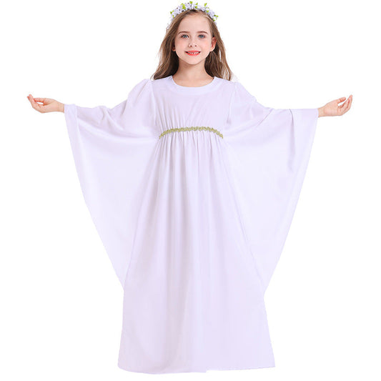 Little Girls Angel Dress Goddness Gown Kids Halloween Cosplay Costume