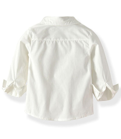 White Cotton Shirt With Bow Tie Grey Vest N Pants Boys Suit Outfit Set